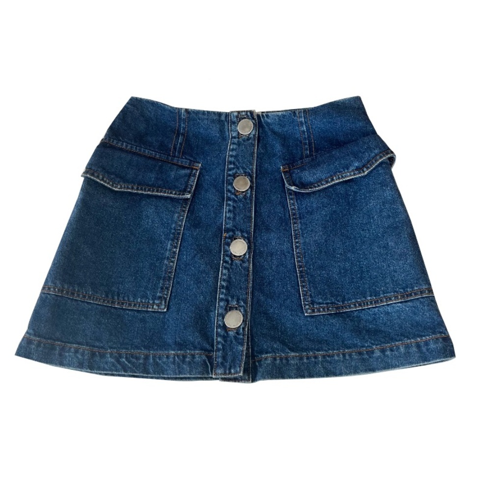 TopShop Moto Denim Button Front‎ Mini Skirt